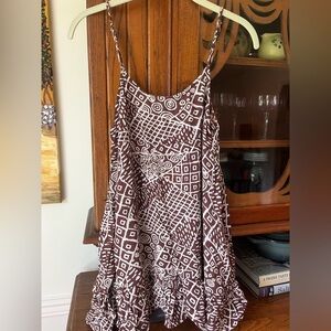 Brown and white patterned cover up